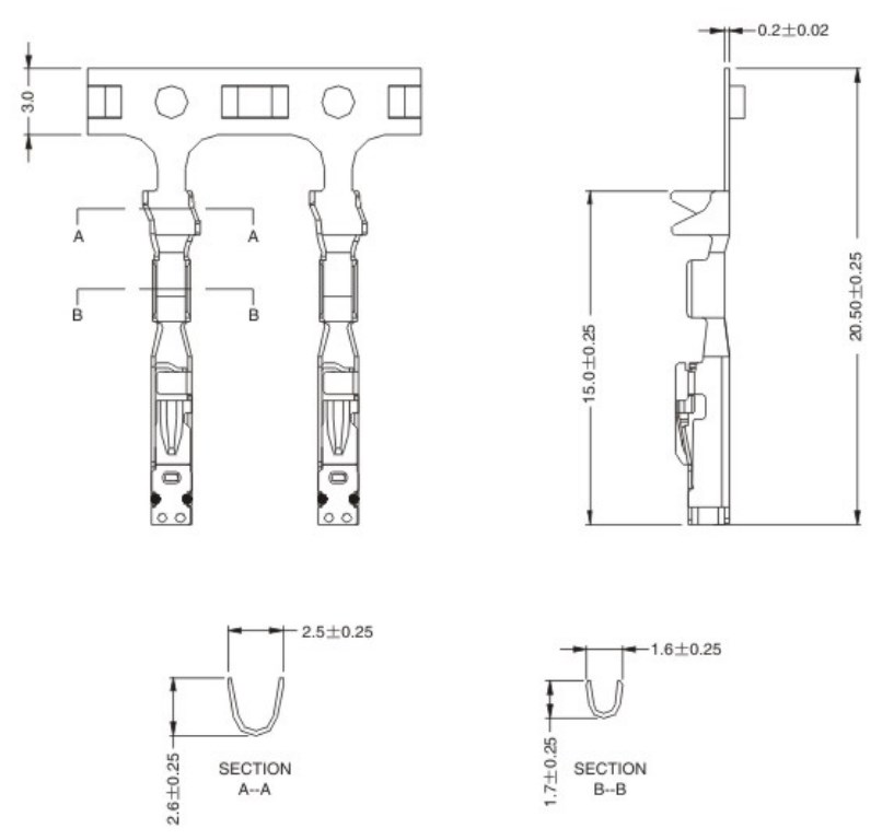 1.2mm Spot Welding Electrical Connector Terminal 5a Female End Cnsn Sus Material Gold Ag Sn Ni Surface Treatment-j0105902