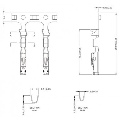 1.2mm Spot Welding Electrical Connector Terminal 5a Female End Cnsn Sus Material Gold Ag Sn Ni Surface Treatment-j0105902